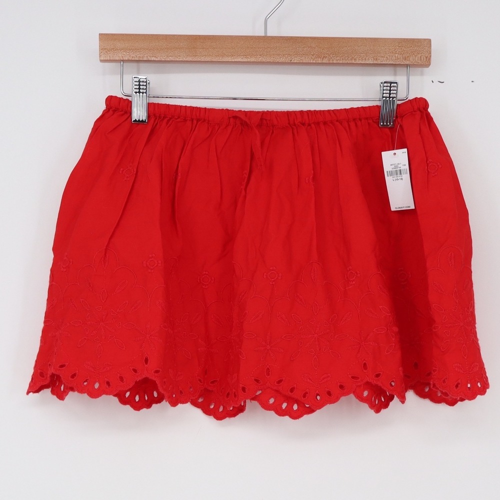 Old Navy Skirt Girls L 10-12 Eyelet Mini Red Scalloped Hem New With Tags